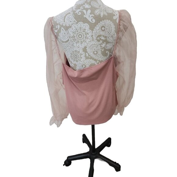 Eloquii Top Pink Ribbed W/Stretch Sheer Long Sleeves Women's 22 24 - Picture 5 of 10